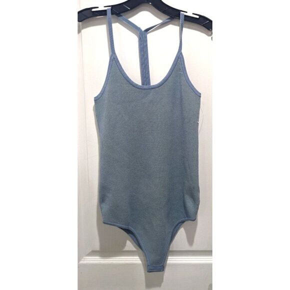 New Nordstrom WAYF | '98 Alicia T-strap Bodysuit In Oasis Blue - Picture 2 of 8